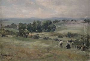 Heuernte In Weiter Landschaft by Albert Kappis