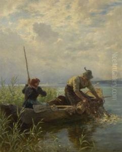 Fischerpaar Am Seeufer by Albert Kappis
