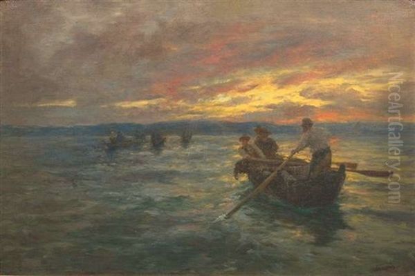 Abendstimmung Am Bodensee Mit Heimkehrenden Fischern - view 1