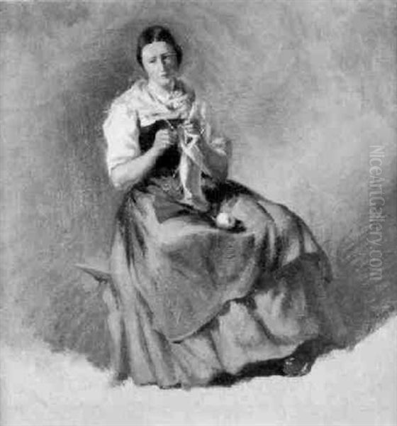 Junge Frau Mit Strickzeug - view 1