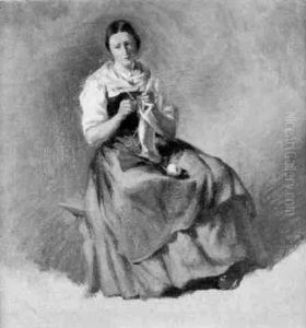 Junge Frau Mit Strickzeug