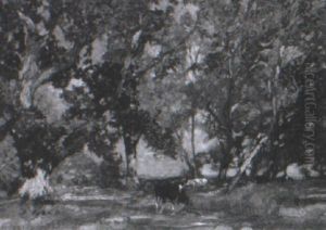 Cattle Grazing In A Wooded Landscape