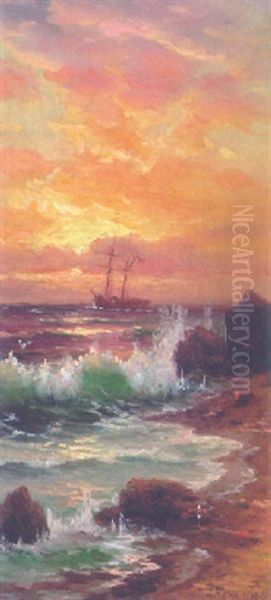 A Brig Off A Rocky Coastline - view 1