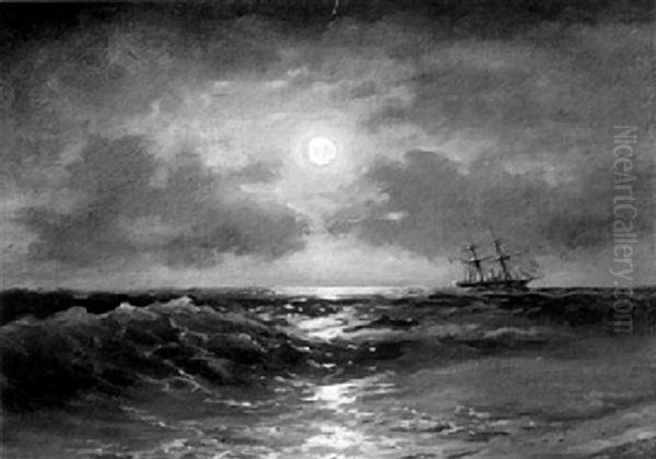 Segelschiff Auf See Bei Mondschein - view 1