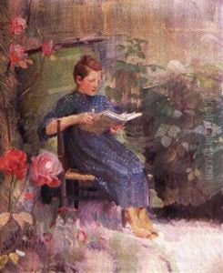 Jeune Fille Lisant Au Jardin by Adrien Karbowsky