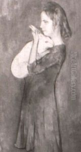 Virginie With Rabbit by Bernard Karfiol