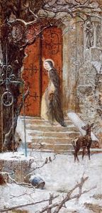 Monastery Yard In The Winter With A Deer by Karl Karger
