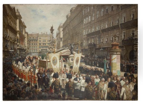 Fronleichnam Prozession, Vienna, 1889 (corpus Christi Procession) - view 1