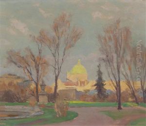 Blick Auf Die Salesianerkirche Vom Park Des Belvederes Aus Gesehen by Anton Hans Karlinsky