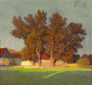 Bauernhof Mit Baumen by Anton Hans Karlinsky