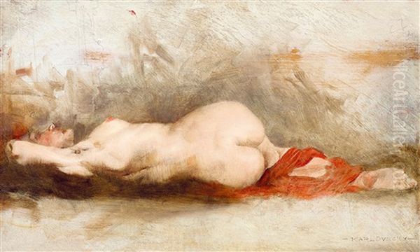 Young Girl With Red Drapery - view 1
