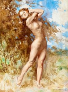 Nude In Open-air (swing) by Bertalan Karlovszky