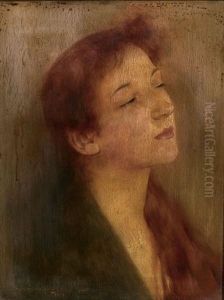 Portrait Of A Woman With Red Hair by Bertalan Karlovszky