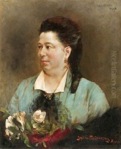 Lady With Roses by Bertalan Karlovszky