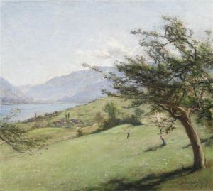View Over Aeschi. by Auguste Baud-Bovy
