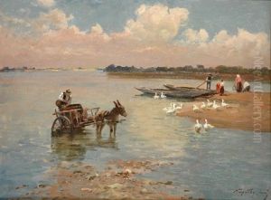 Donkey Cart And Geese