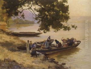 The Boat Trip To Market by Jenoe Karpathy