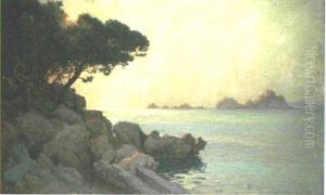 A Rocky Coastline At Sunset by Jenoe Karpathy