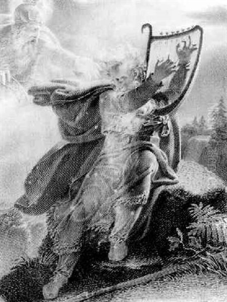 Ossian Playing The Harp - view 1