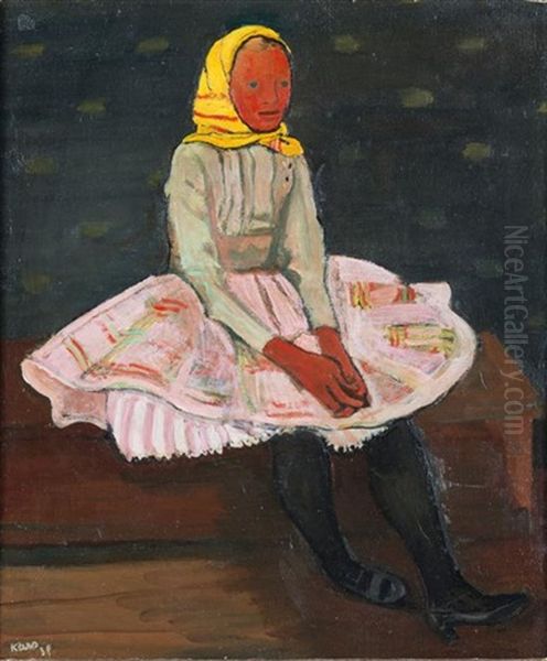 Young Girl With Yellow Headscarf - view 1