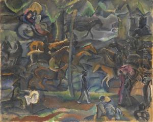 Reiter Und Flaneure Im Park by Georges (Karpeles) Kars