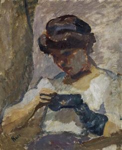 Femme Enlevant Son Gant by Georges (Karpeles) Kars