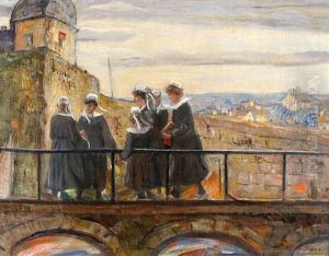 Schoolgirls On A Bridge