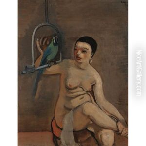 Woman With Parrot (zena S Papoukem) by Georges (Karpeles) Kars