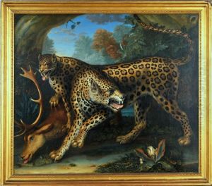 Leopards With Their Kill by John Baudenbach
