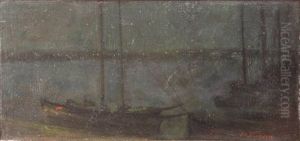 Harbour At Night by Eduard Karsen