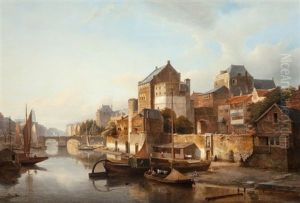 A View Of A Town By A River