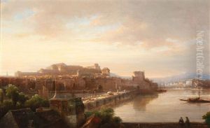 View Of Prague With The Charles Bridge Over The Vltava by Kasparus Karsen