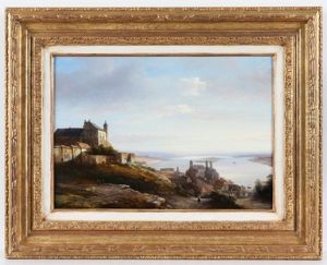 Blick Auf Eine Am Flus Gelegene Stadt Mit Kathedrale