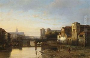 A View Of A Riverside Town
