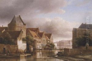 A View Of A Town By A River A View Of A Town By A River