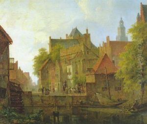 Mittelalterliche Stadt Bei Der Flusmuhle