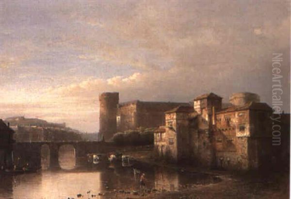 Cattle Watering By A River - view 1