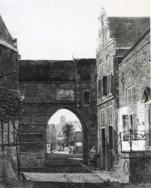 A Figure By A Towngate - view 1