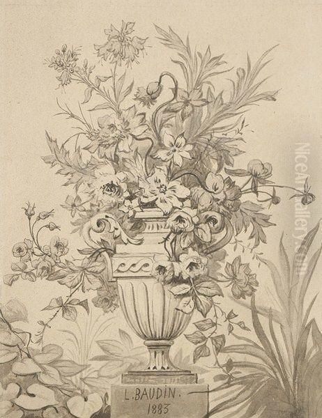 Vase De Fleurs Sur Un Entablement - view 1