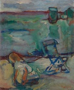 Pike Pa Stranden by Ludvig Peter Karsten