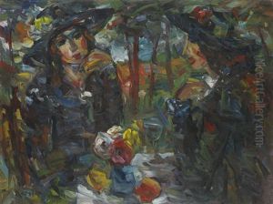 Zwei Frauen Am Tisch by Ludvig Peter Karsten