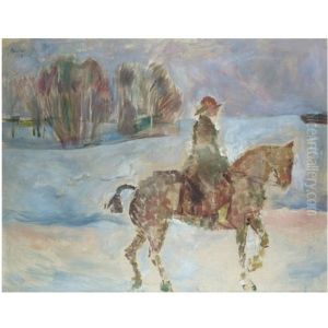 Fru Godseier Langaard Til Hest by Ludvig Peter Karsten
