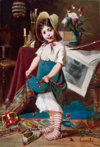 Das Kirschenmadchen Im Atelier (+ Das Kleine Madchen; 2 Works) by Mor Karvaly