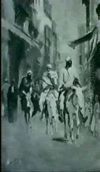Notables Chevauchant Leurs Mules Dans Les Rues Du Caire - view 1