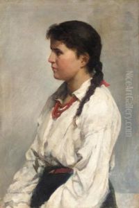 Portrait Of A Young Girl by Nikolai Alexeievich Kasatkin