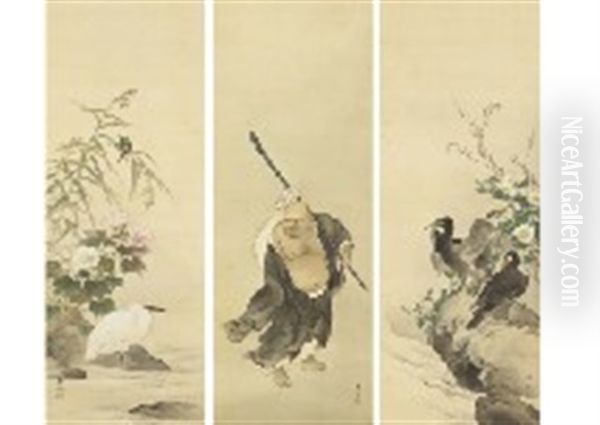 Hotei Spring Autumn Flower Birds(a Set Of 3 Scrolls) - view 1