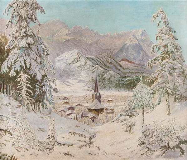 Blick Auf Garmisch-partenkirchen Im Winter - view 1
