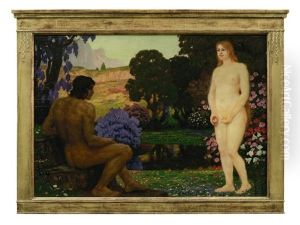 Adam Und Eva Im Paradies by Eduard Kasparides