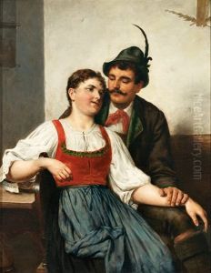 Junges Paar In Tracht by Eduard Kasparides