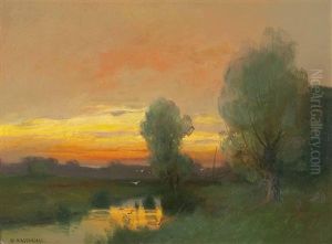 Sonnenuntergang Links Unten Signiert Ed. Kasparides by Eduard Kasparides